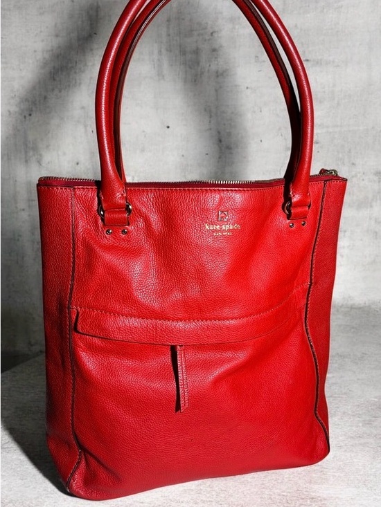 kate spade Handbags - Kate Spade Large Red Pebble Leather Tote with Front Pocket